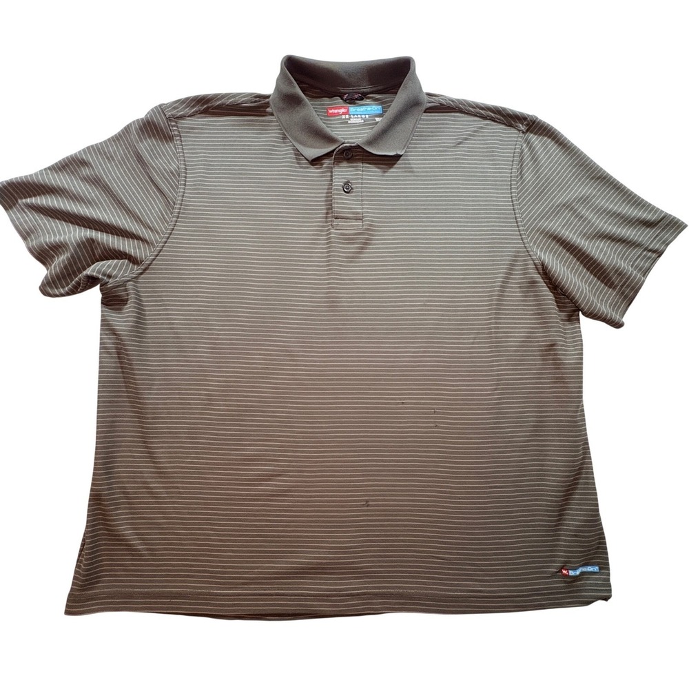 Wrangler Breathe-Dri Polo Shirt Mens XXL Gray Striped Wicking Golf Performance